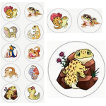 Lizard Cartoon Stickers - Assorted - Roll of 50's